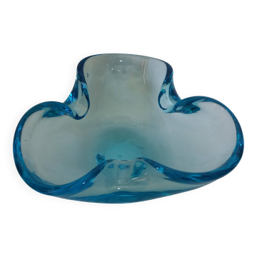 Murano turquoise blue glass trilobed empty pocket ashtray