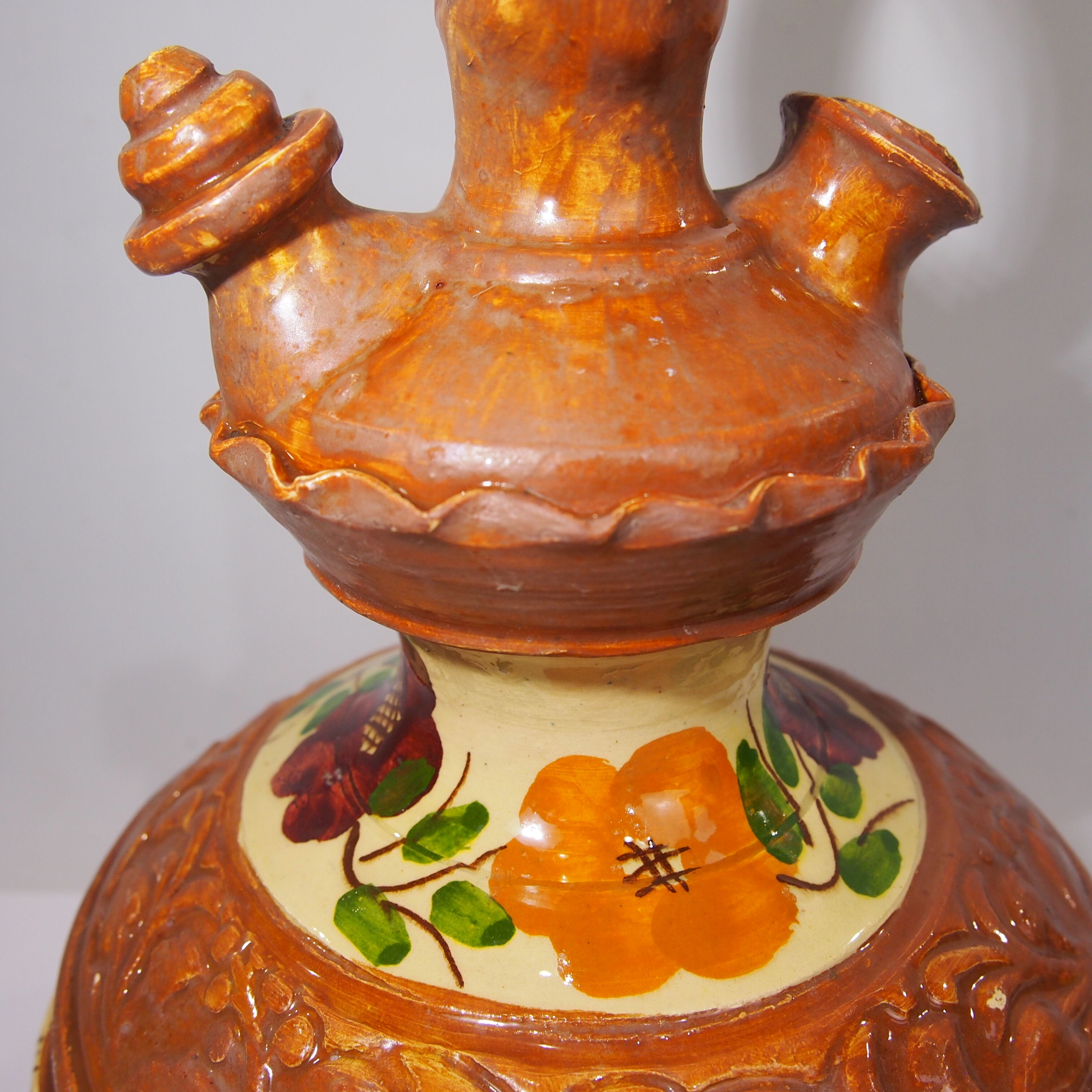 Glazed terracotta jug/Gargoyle/vintage