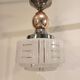Art deco chandelier white clichy glass chrome and copper