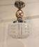 Art deco chandelier white clichy glass chrome and copper