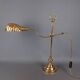 Tommaso Barbi polished brass table lamp vintage shell 1950