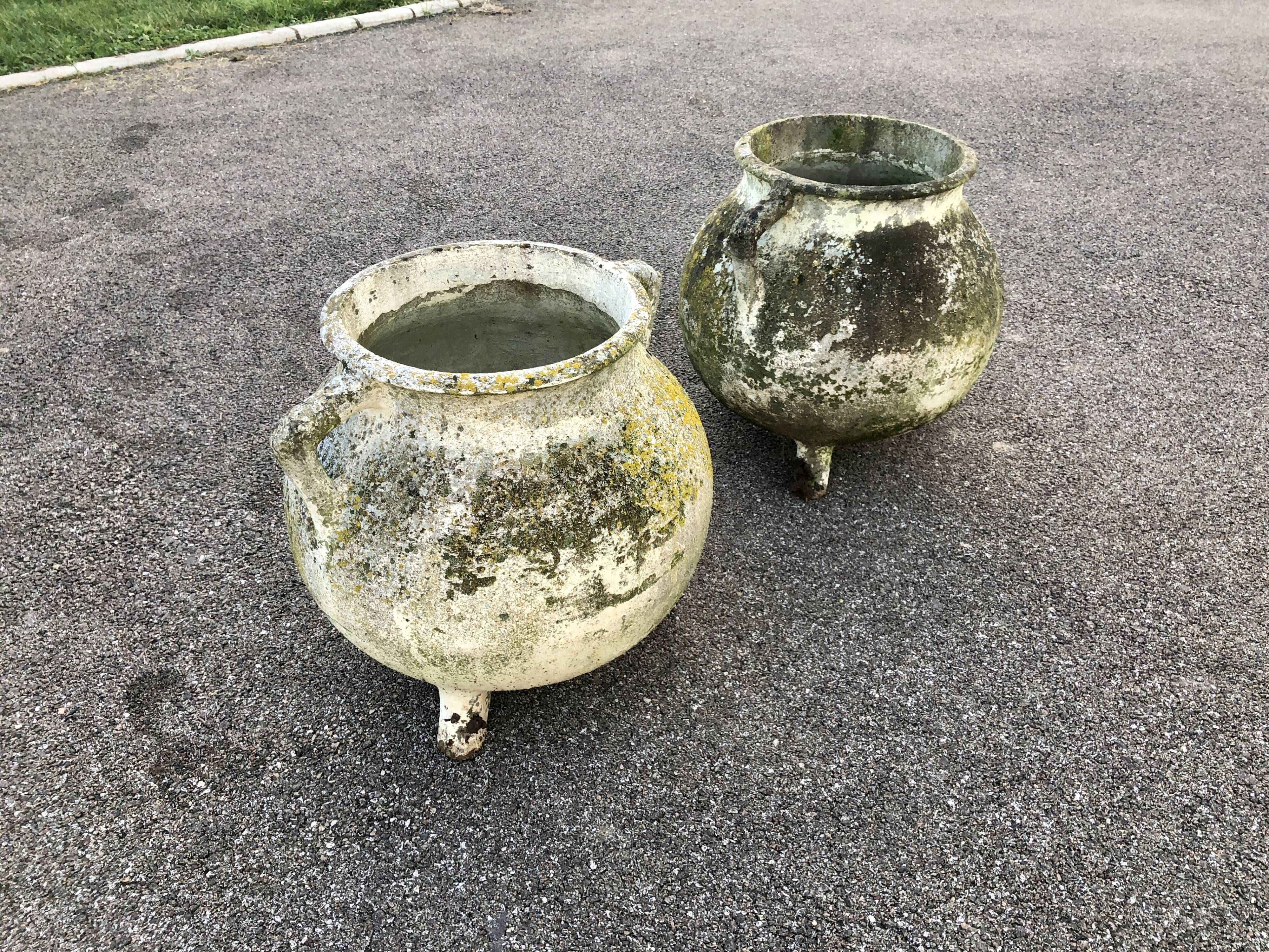 Pair of vintage planters tripodes pot potron fibro cement 1960 garden