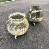 Pair of vintage planters tripodes pot potron fibro cement 1960 garden