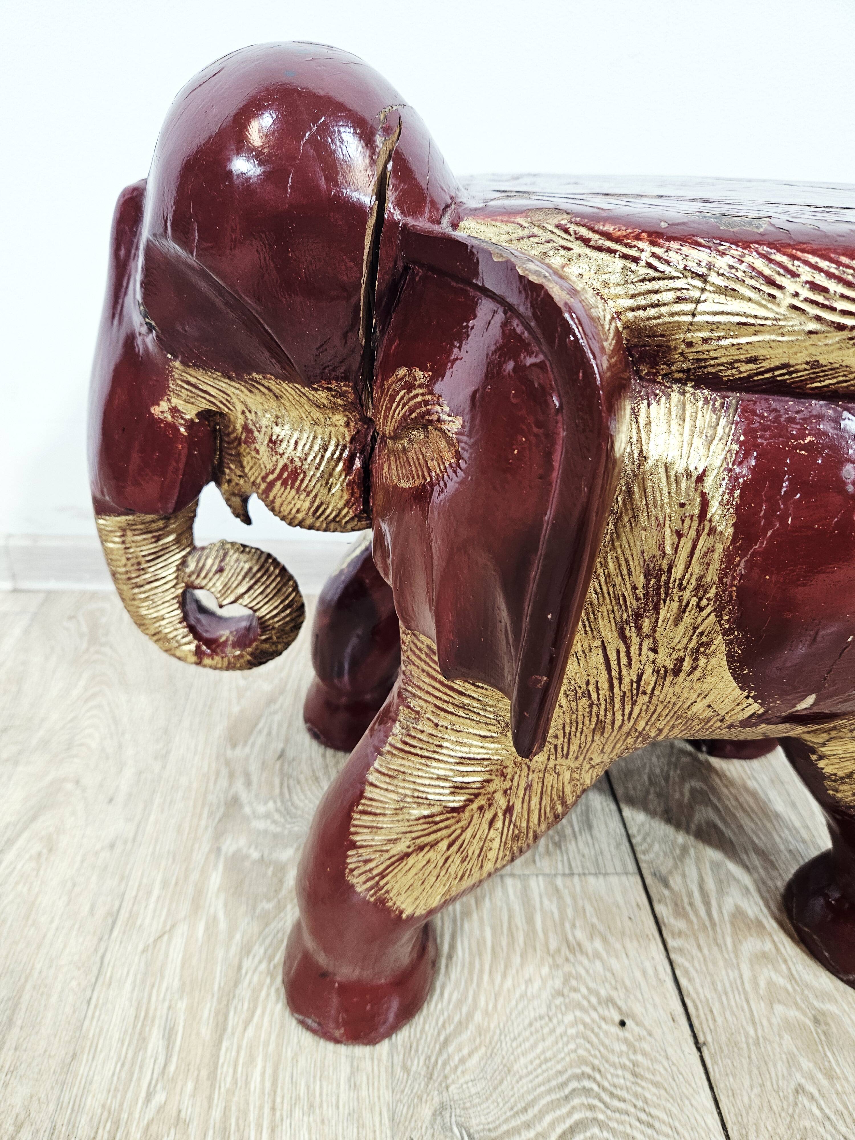 Antique elephant xl side stool / 19th century / unique boho chic piece.