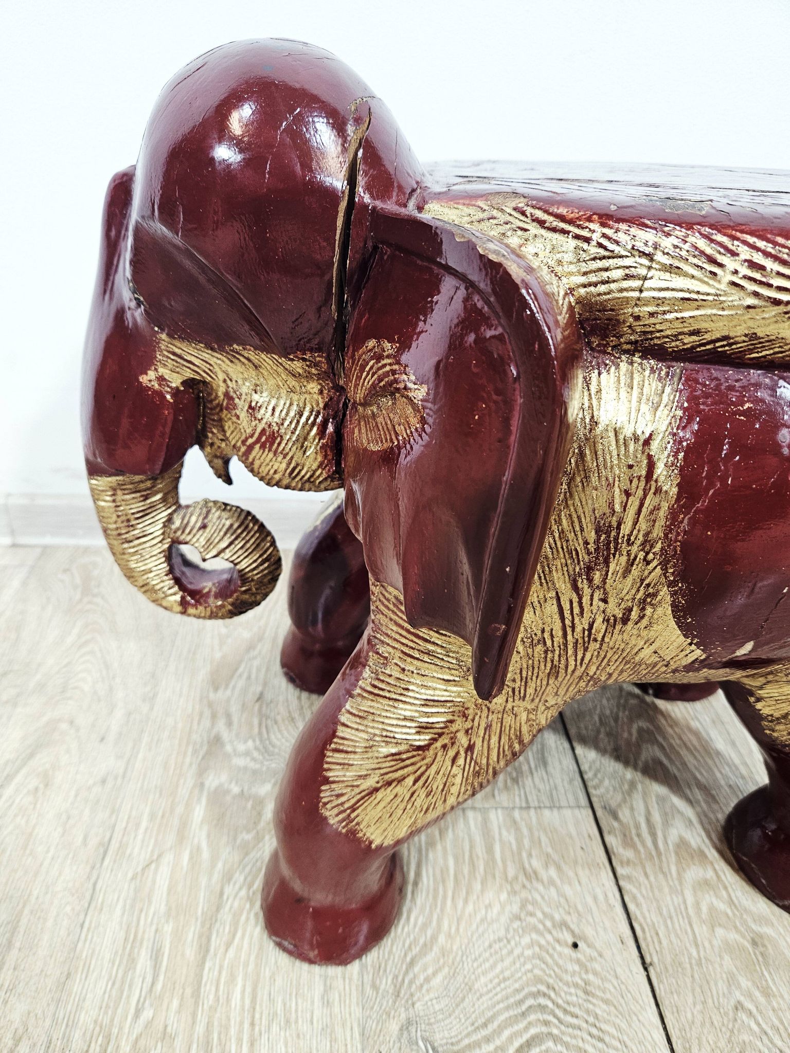 Antique elephant xl side stool / 19th century / unique boho chic piece.
