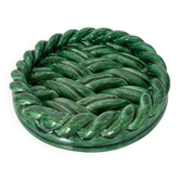 Trivet / Woven green ceramic dish - Vallauris style (Vintage 1950)
