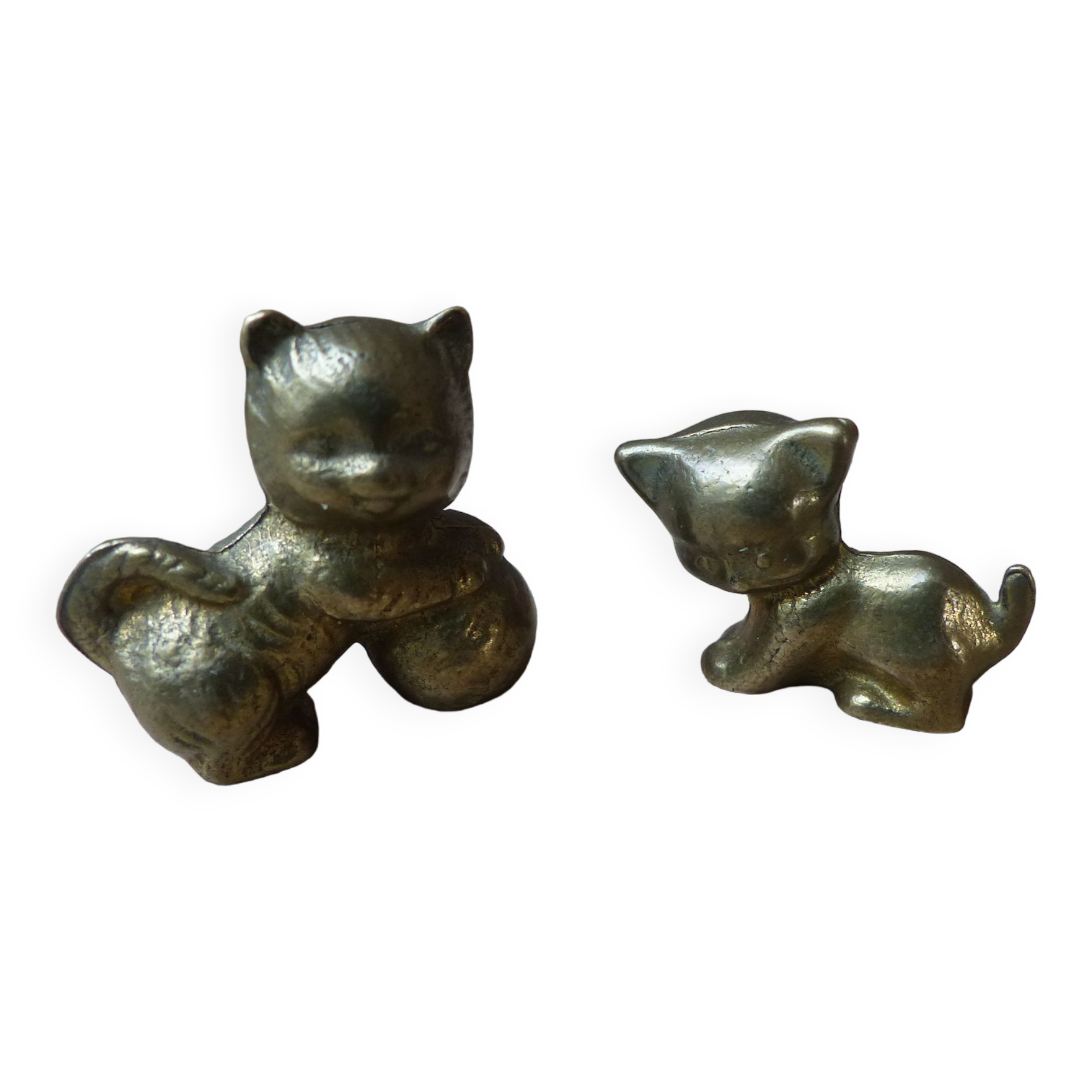 Duo of brass cats