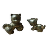 Duo de chats en laiton