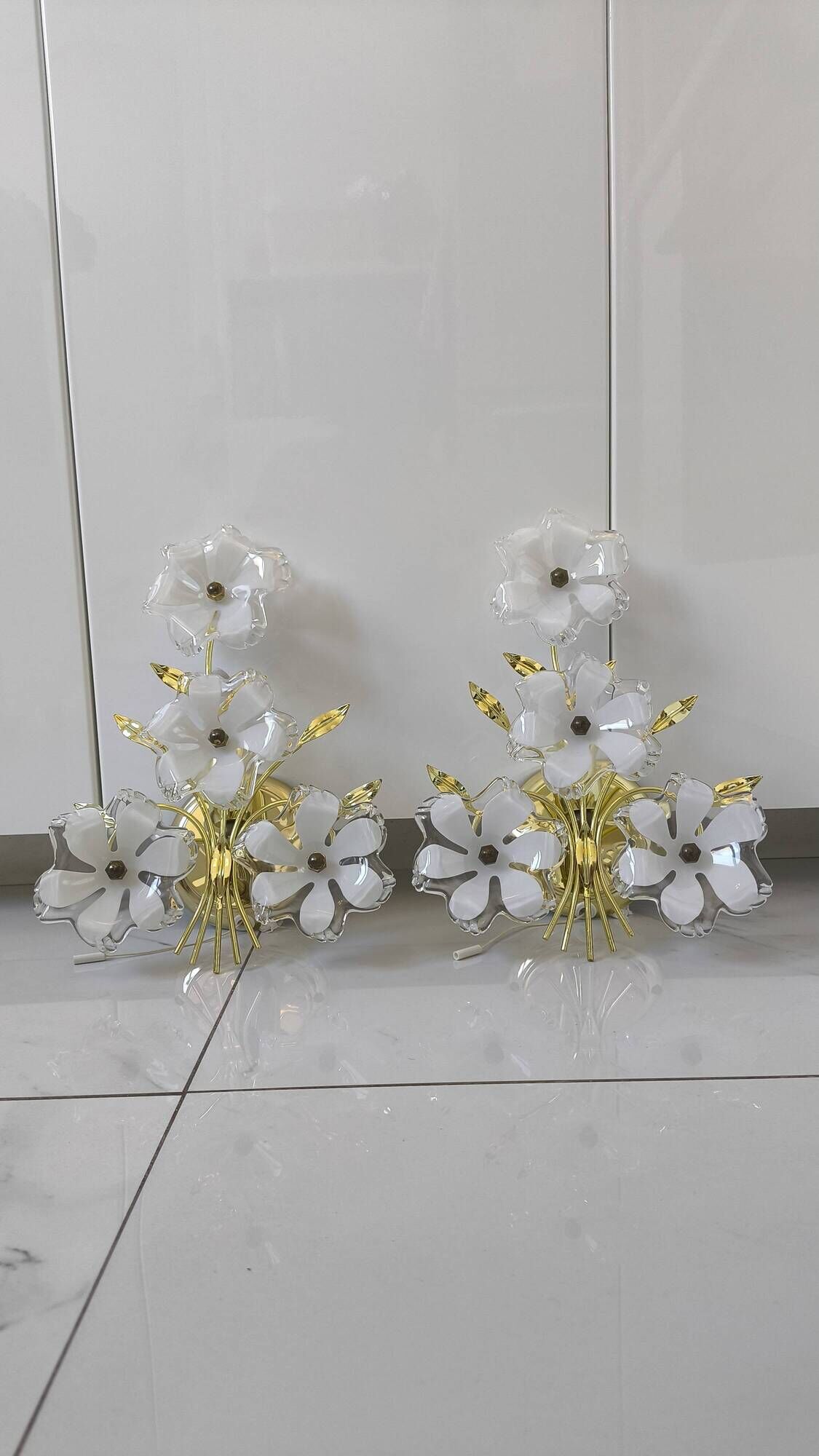 pair of floral wall lights from the 60s-70s
