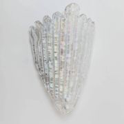 Vintage Murano Glass Shell Wall Lamp in Opal White with Gold Metal Backplate, Italian 1970s Design