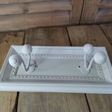 Coat rack wood patiné 2 hooks in metal deco vintage