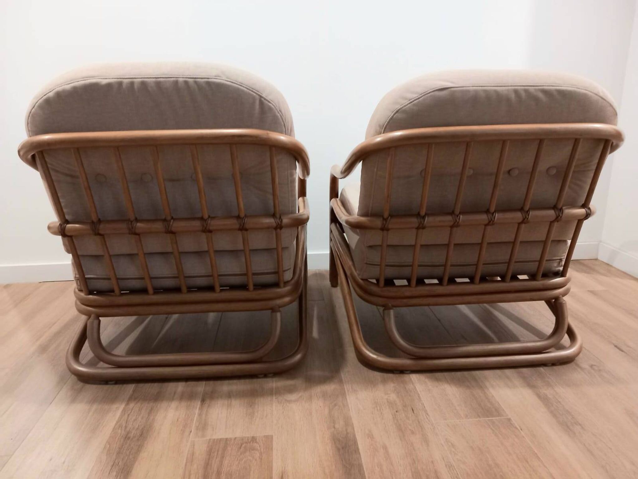 Two rattan armchairs from the 1970s, Scandinavia