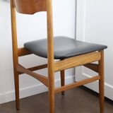 Scandinavian style chair in teak and skaï