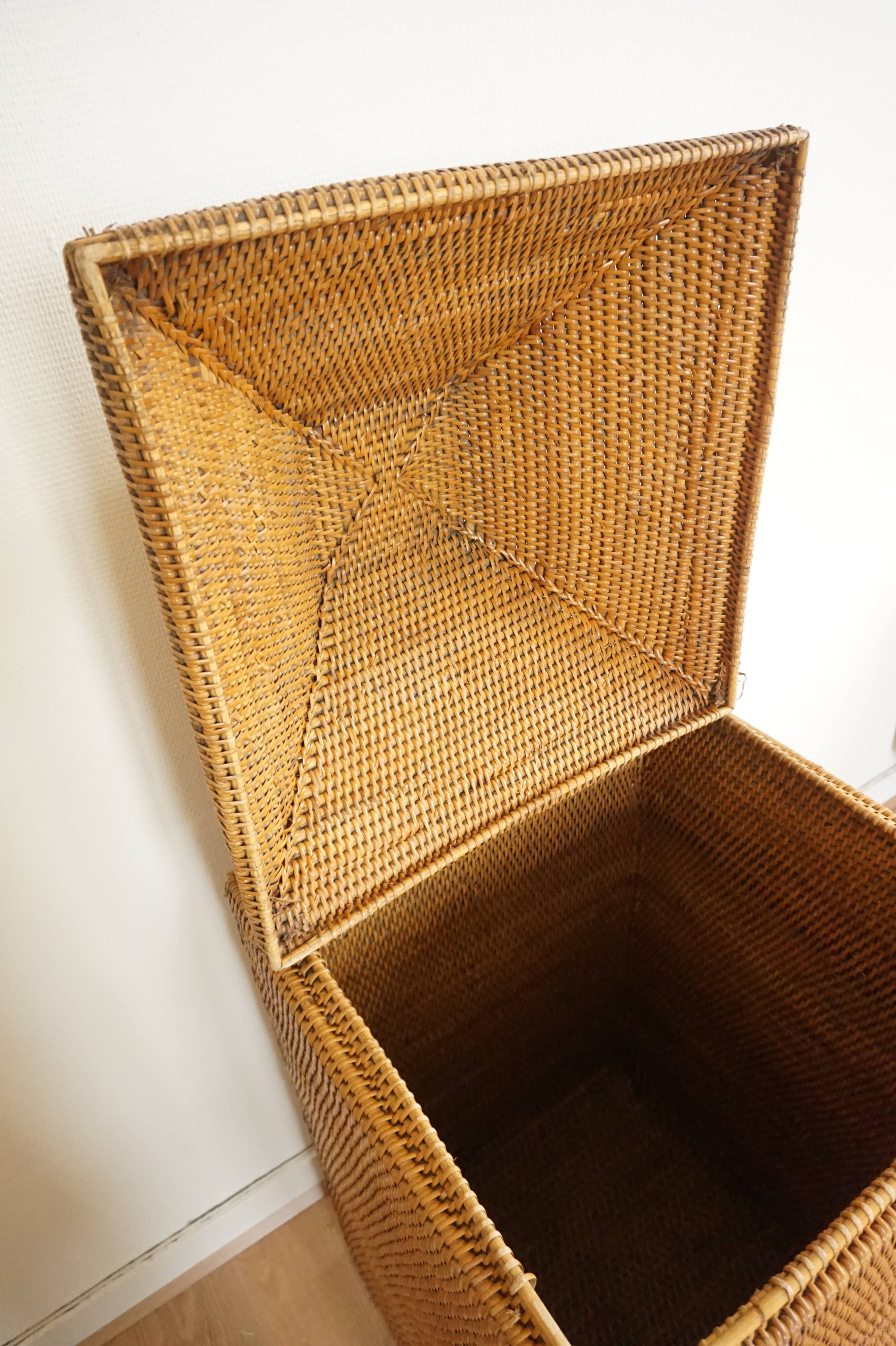 Vintage rattan and wicker storage box