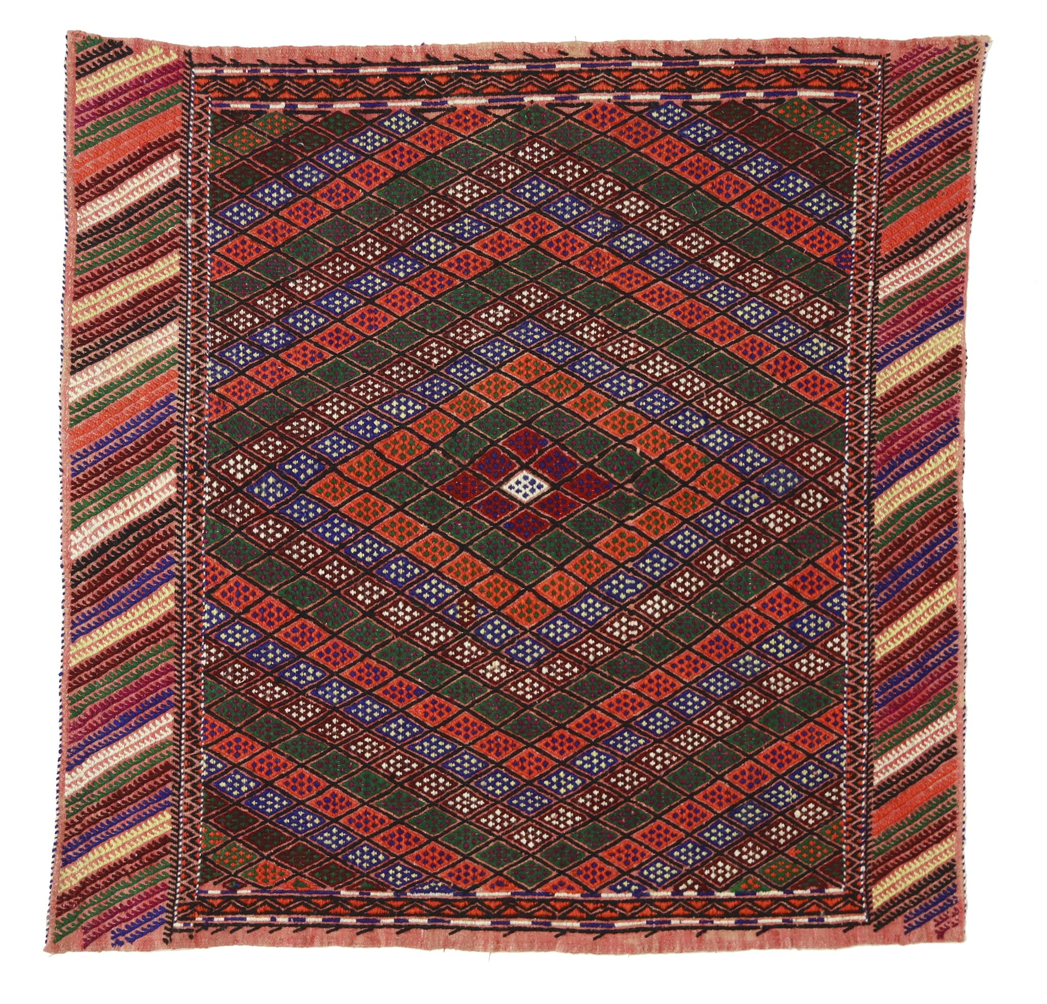 Tapis kilim artisanal d’Anatolie 116 cm x 105 cm