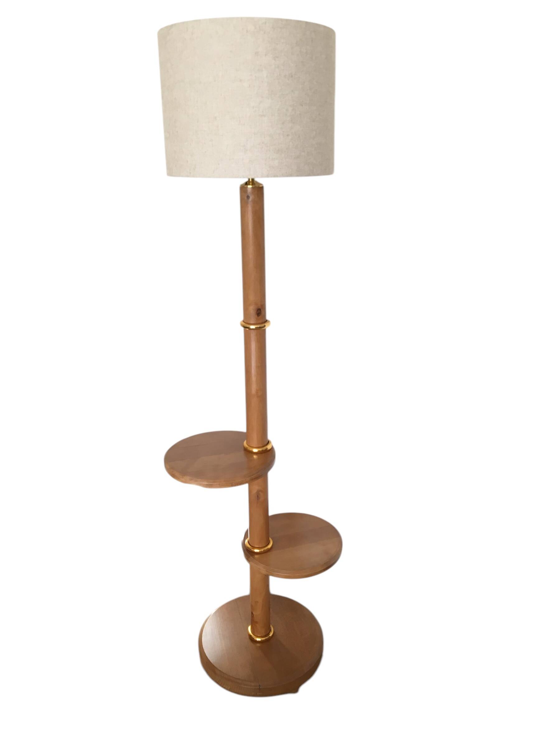 Vintage wooden floor lamp - 1950s