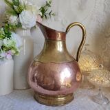 Copper and brass pitcher