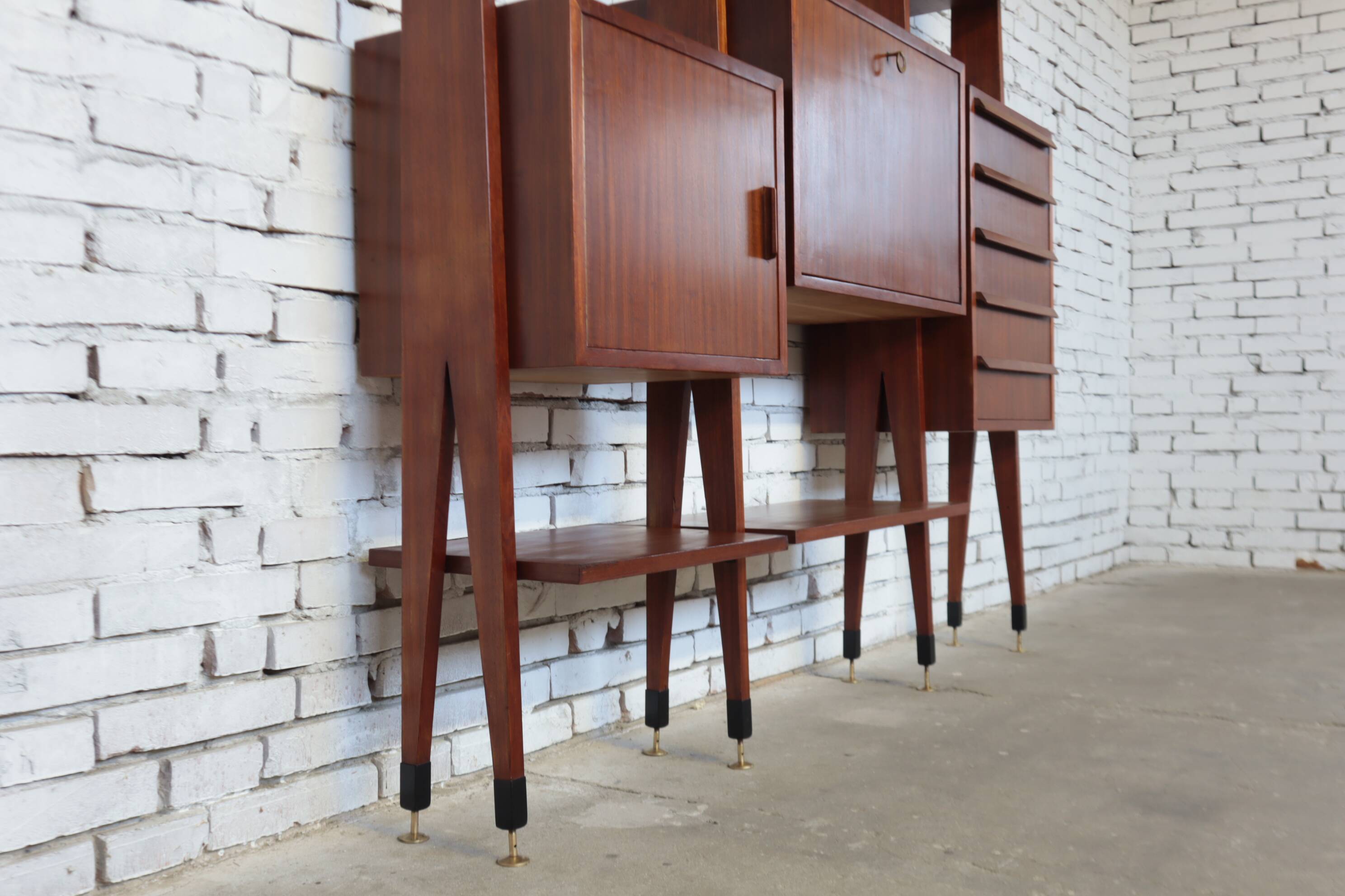 mid-century Italian Wall Unit & Bookcase, 1950s