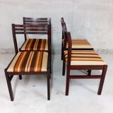 4 vintage chairs in wood and fabric 70s