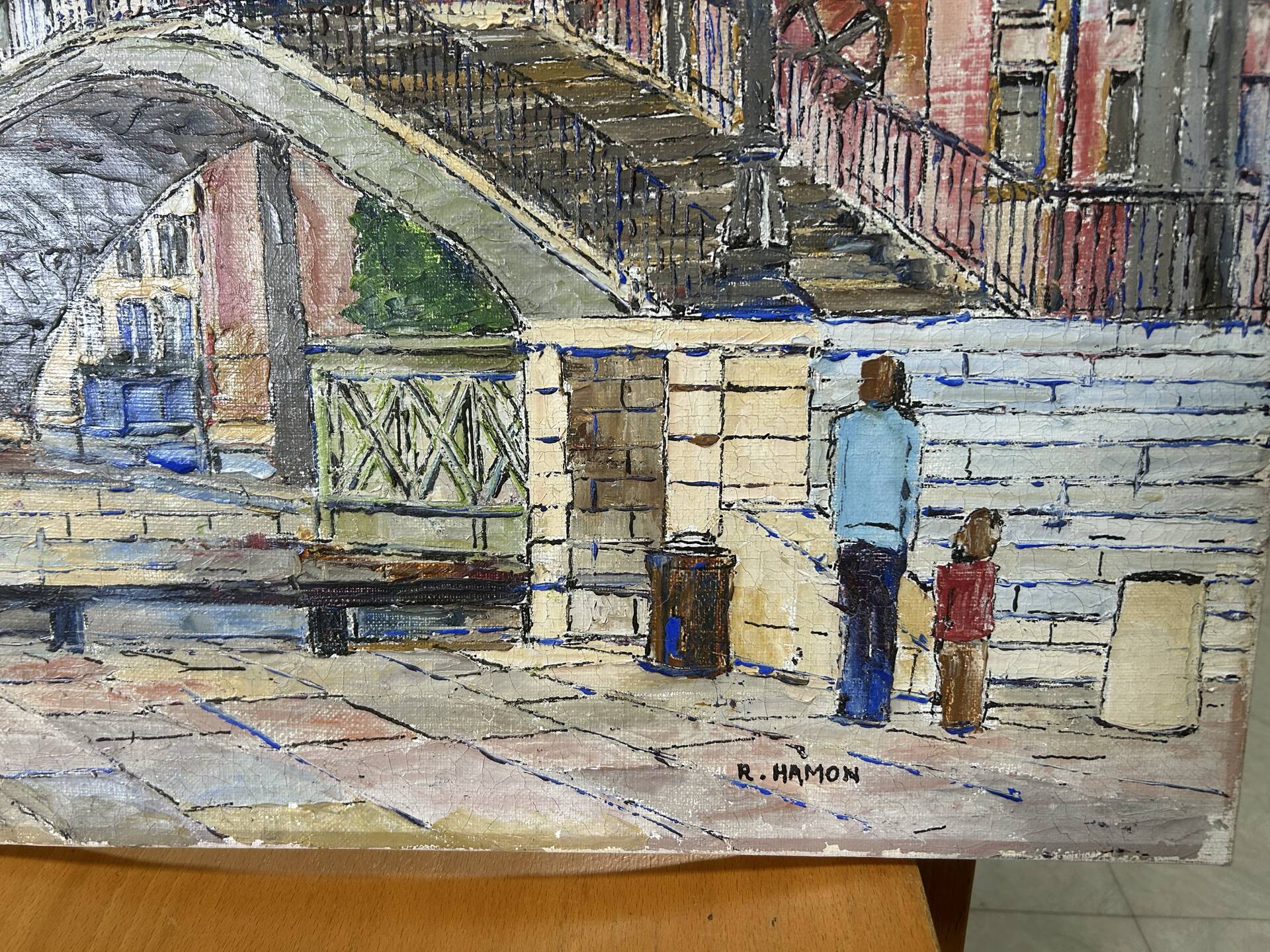 Painting of the lifting bridge on Rue de Crimée in Paris, Roland Hamon