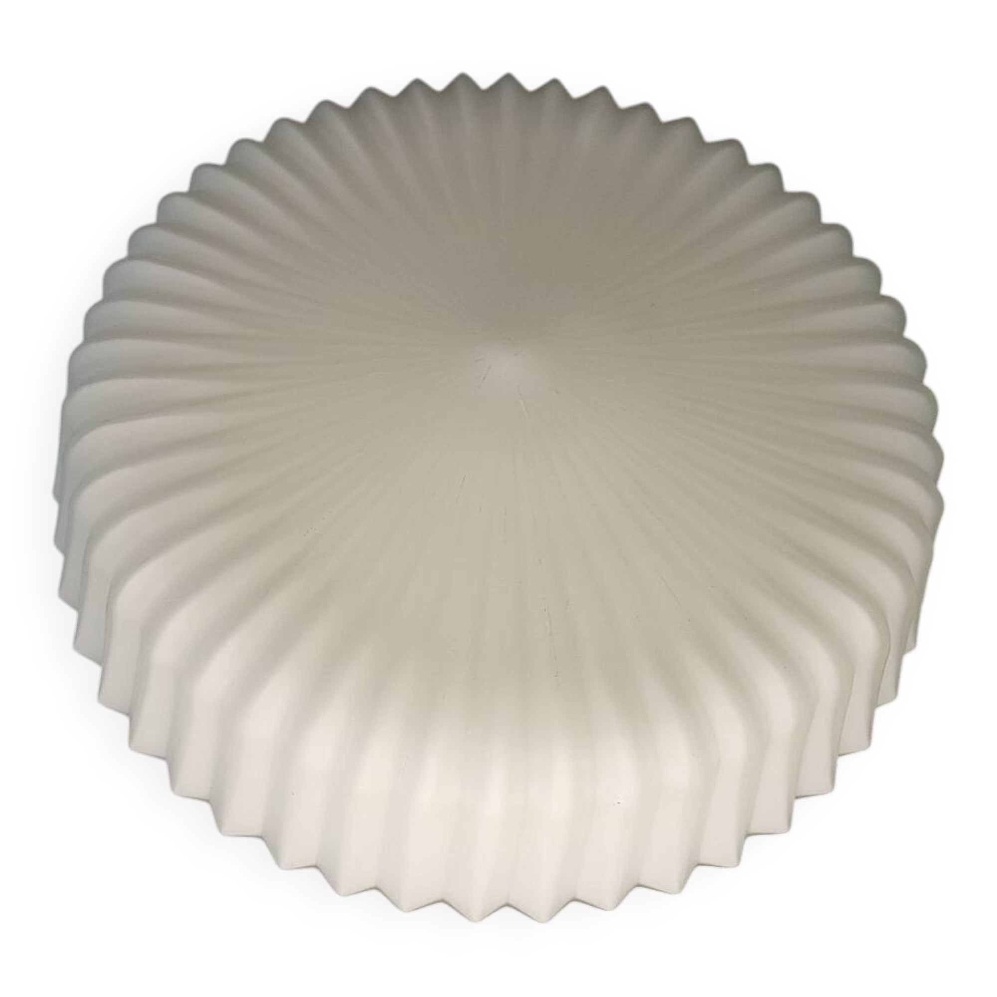 Plafonnier en verre blanc mat nervuré
