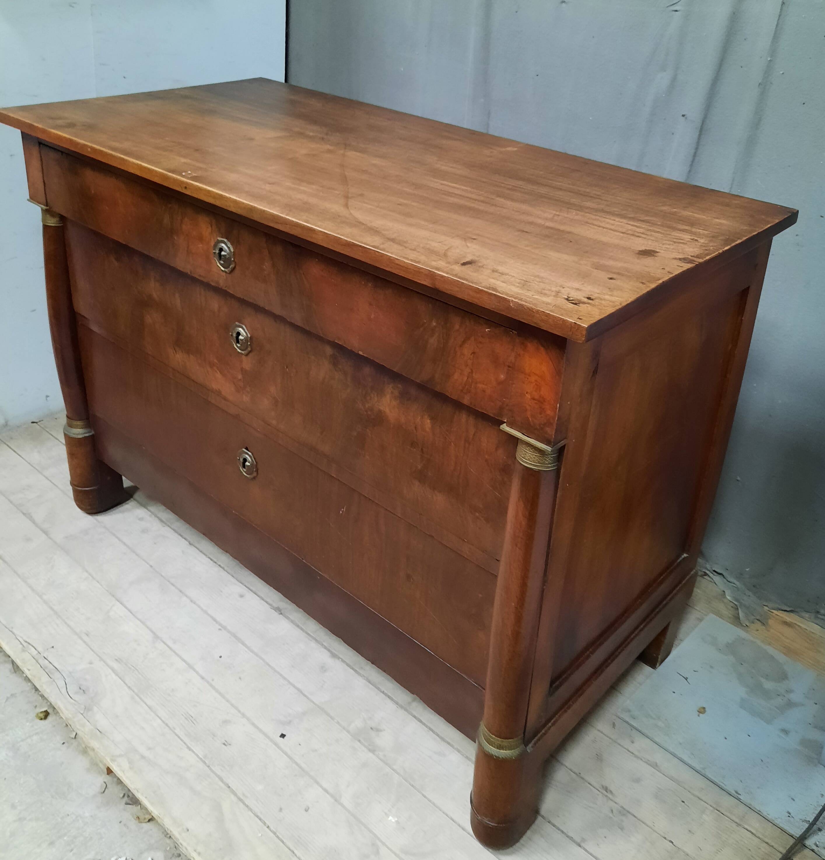 Commode empire en plaquage d acajou