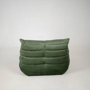 Togo set of armchair and pouf in moss velvet