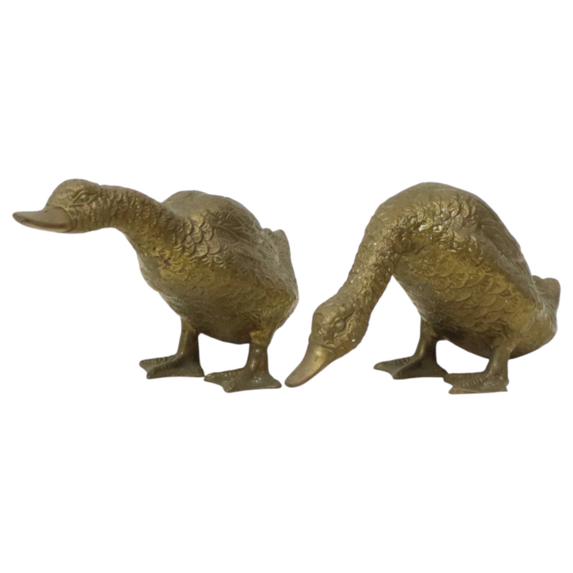 Pair of Bronze Ducks and Geese Figurines France 1940s