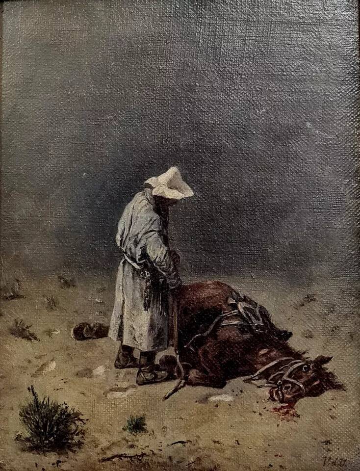 After Gustave Vidal: orientalist painting oil on wood panel