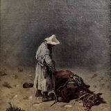 After Gustave Vidal: orientalist painting oil on wood panel