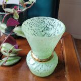 Green and gold Clichy glass vase