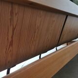 Scandinavian velvet and wood sofa