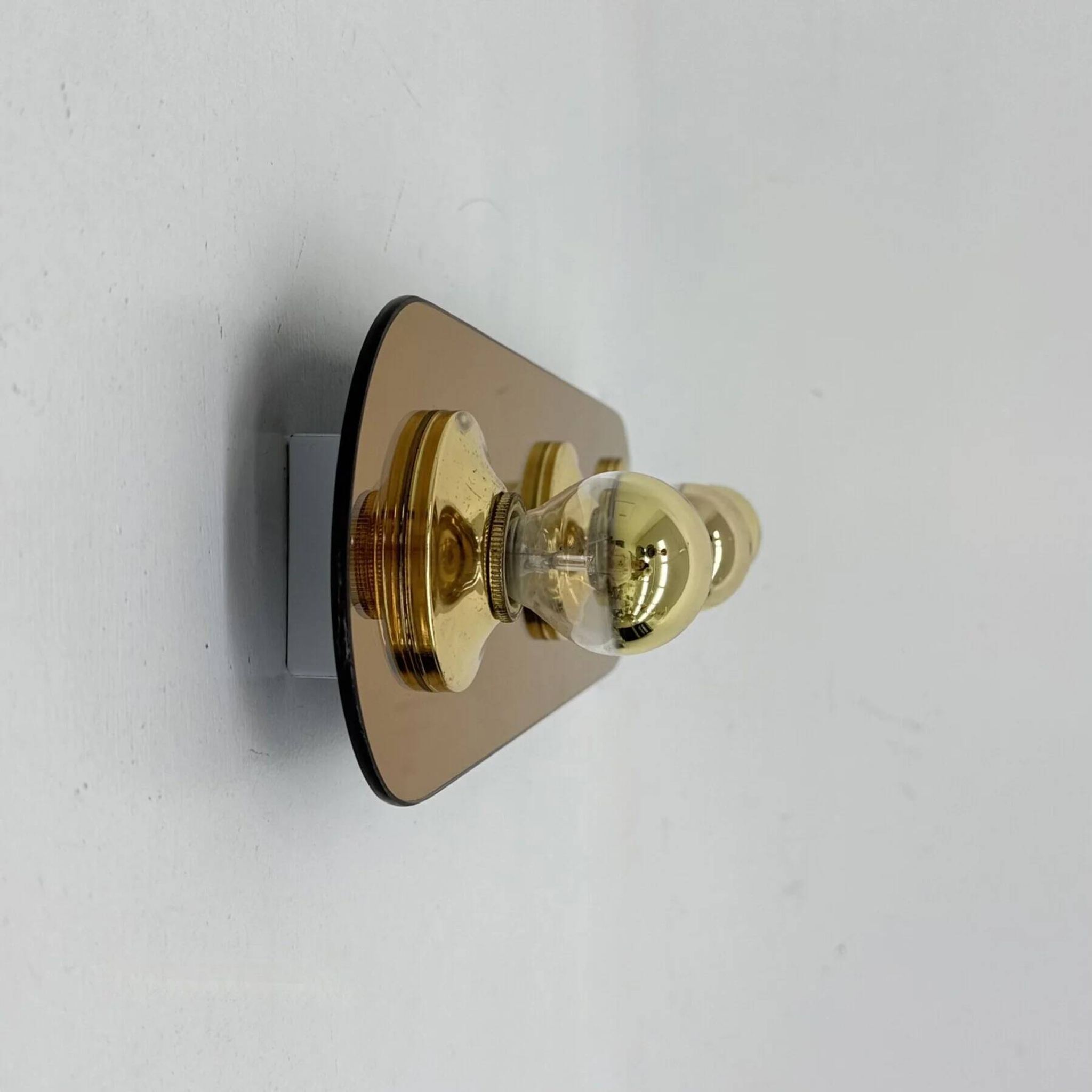 Vintage pop art space age bronze mirrored wall lamp, Eglo, Germany, 1980s