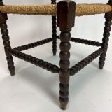 Bobbin turned corner bench with rush seat