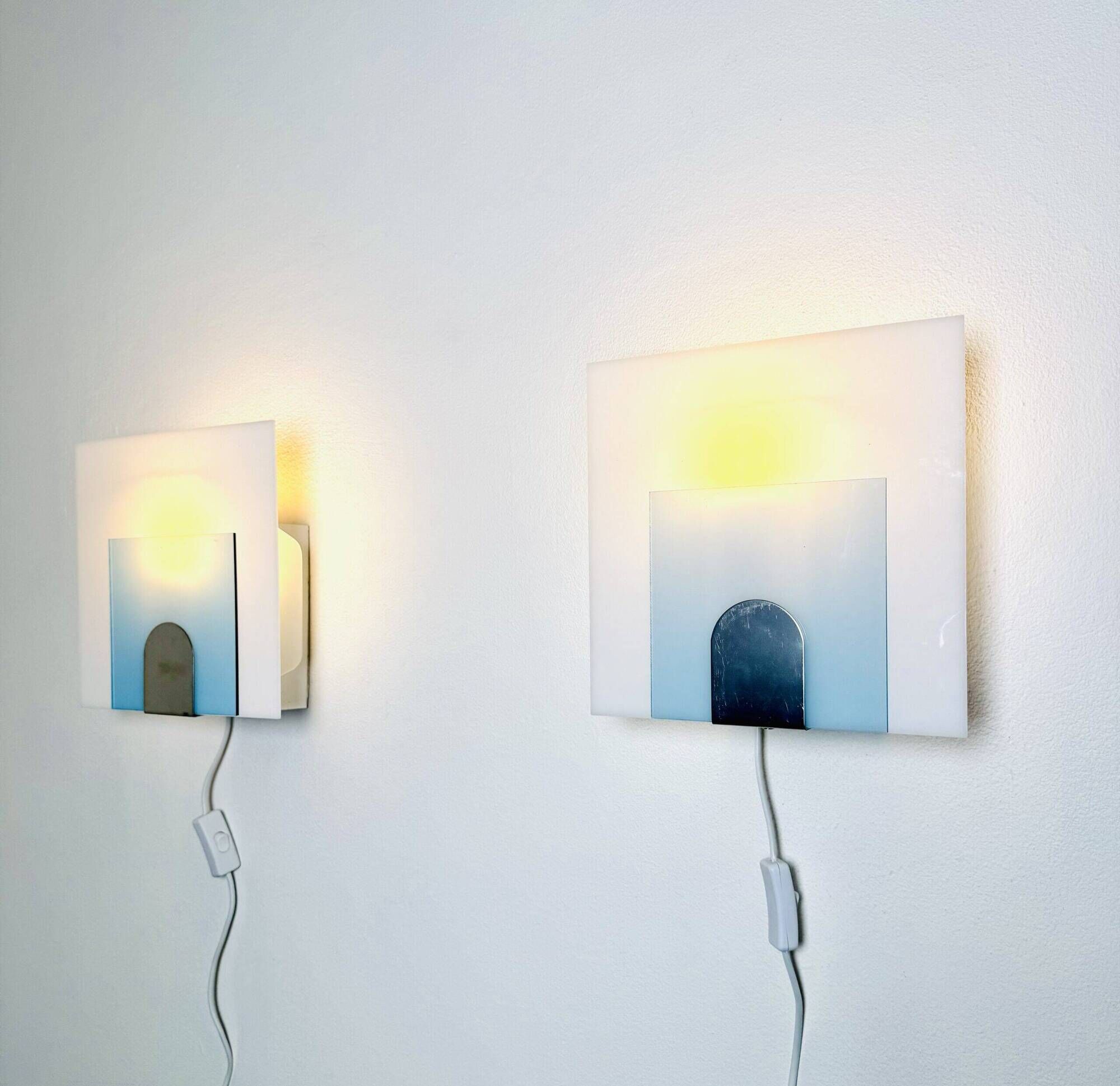 Minimalist Postmodern Square Wall Lights by Nafa Nybro Armaturfabrik, Sweden 1980s