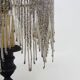Table lamp, bedside lamp, silver metal base, globe and beads