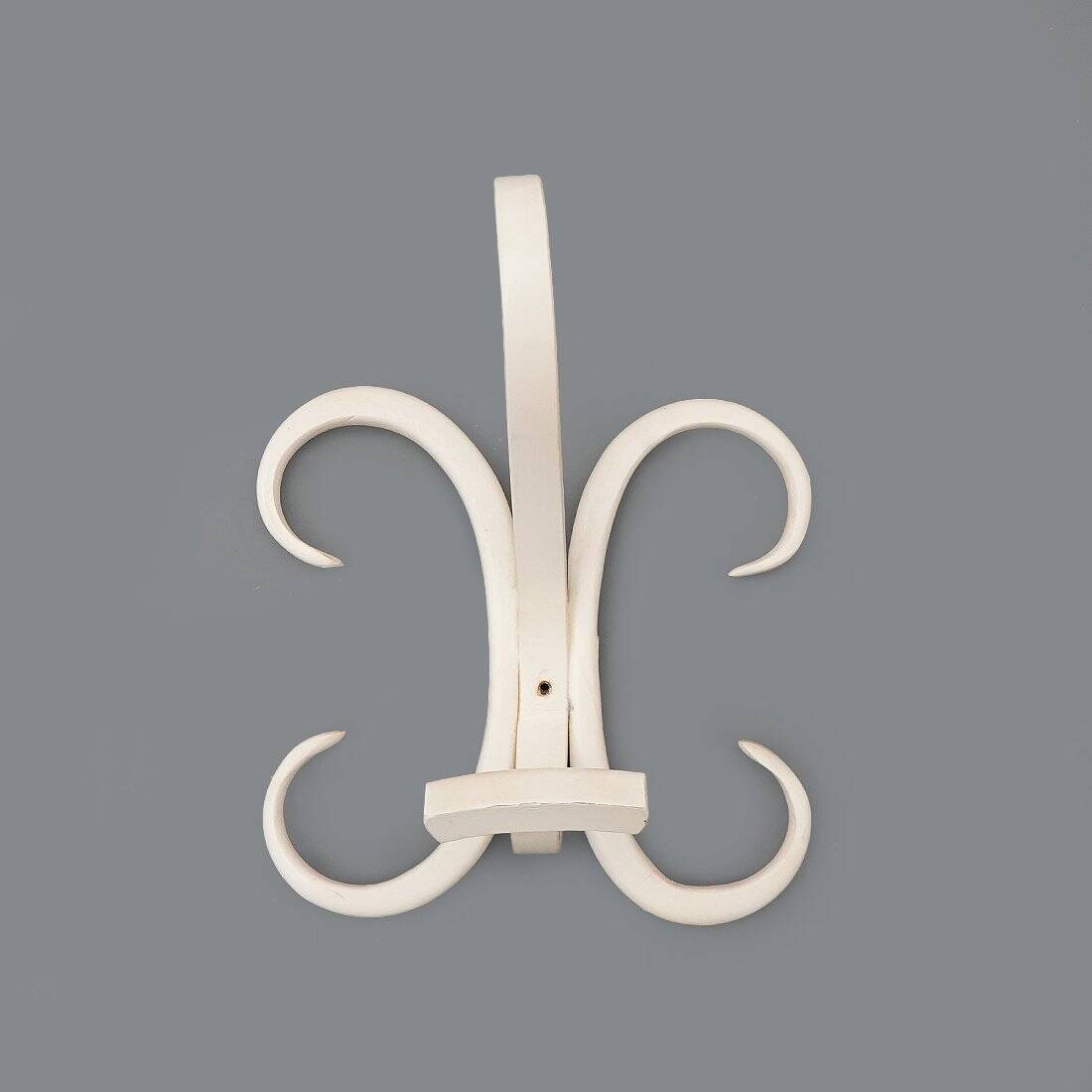 Curved white wooden coat hook, 1960s
