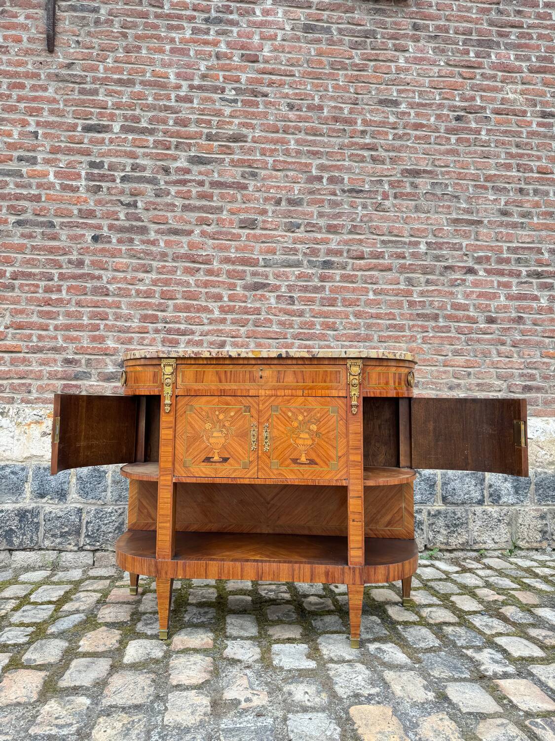 Console, Serving In Marquetry Louis XVI Style XIX Eme Century