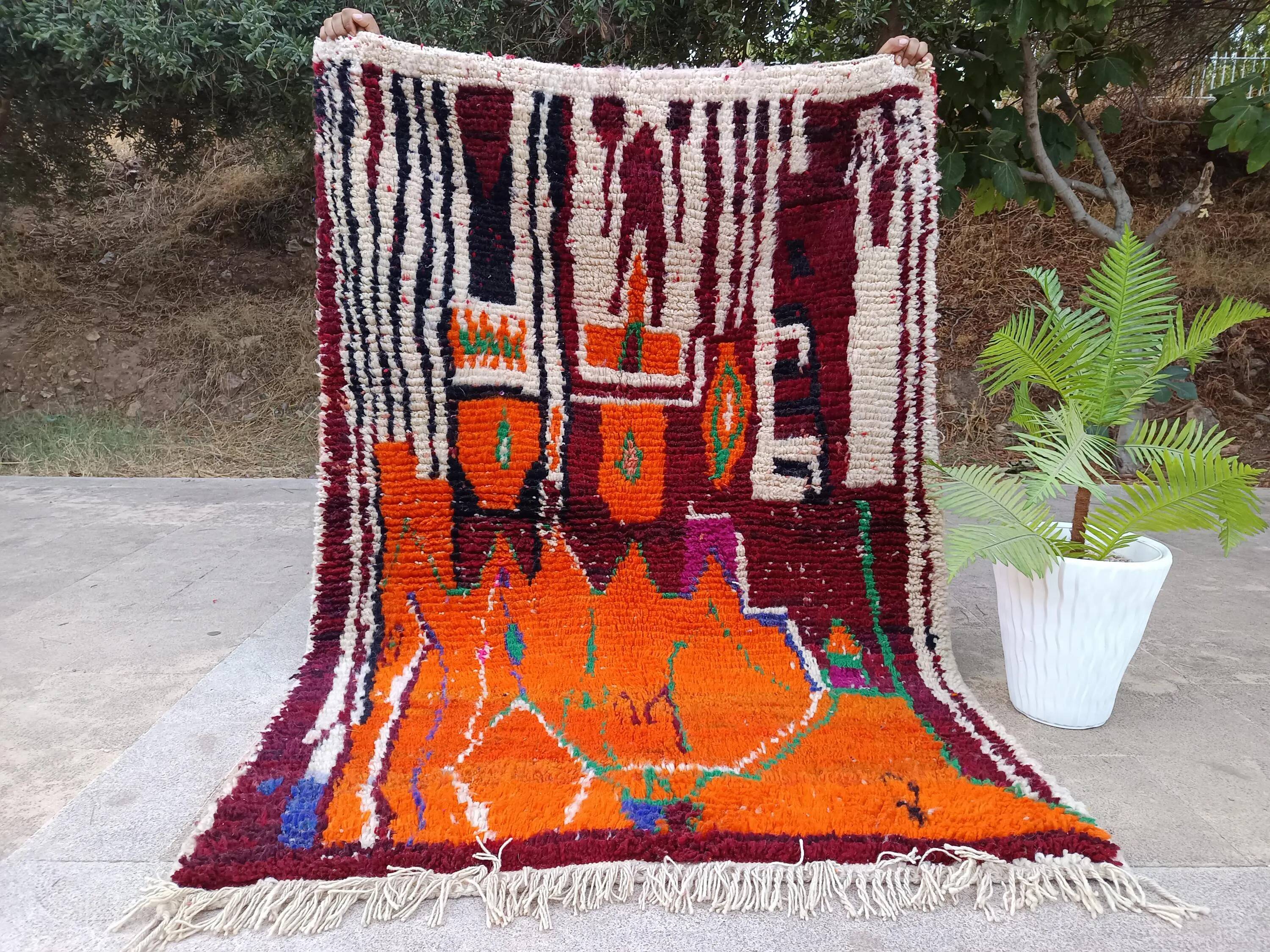 Handmade Moroccan rug, natural wool, 3x2 m.