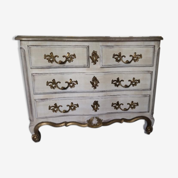 White patinated chest of drawers Louis XV style