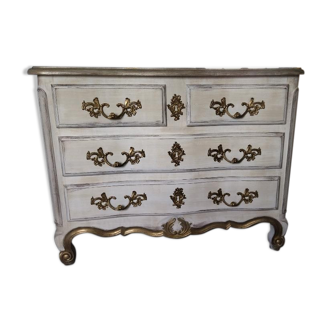 White patinated chest of drawers Louis XV style