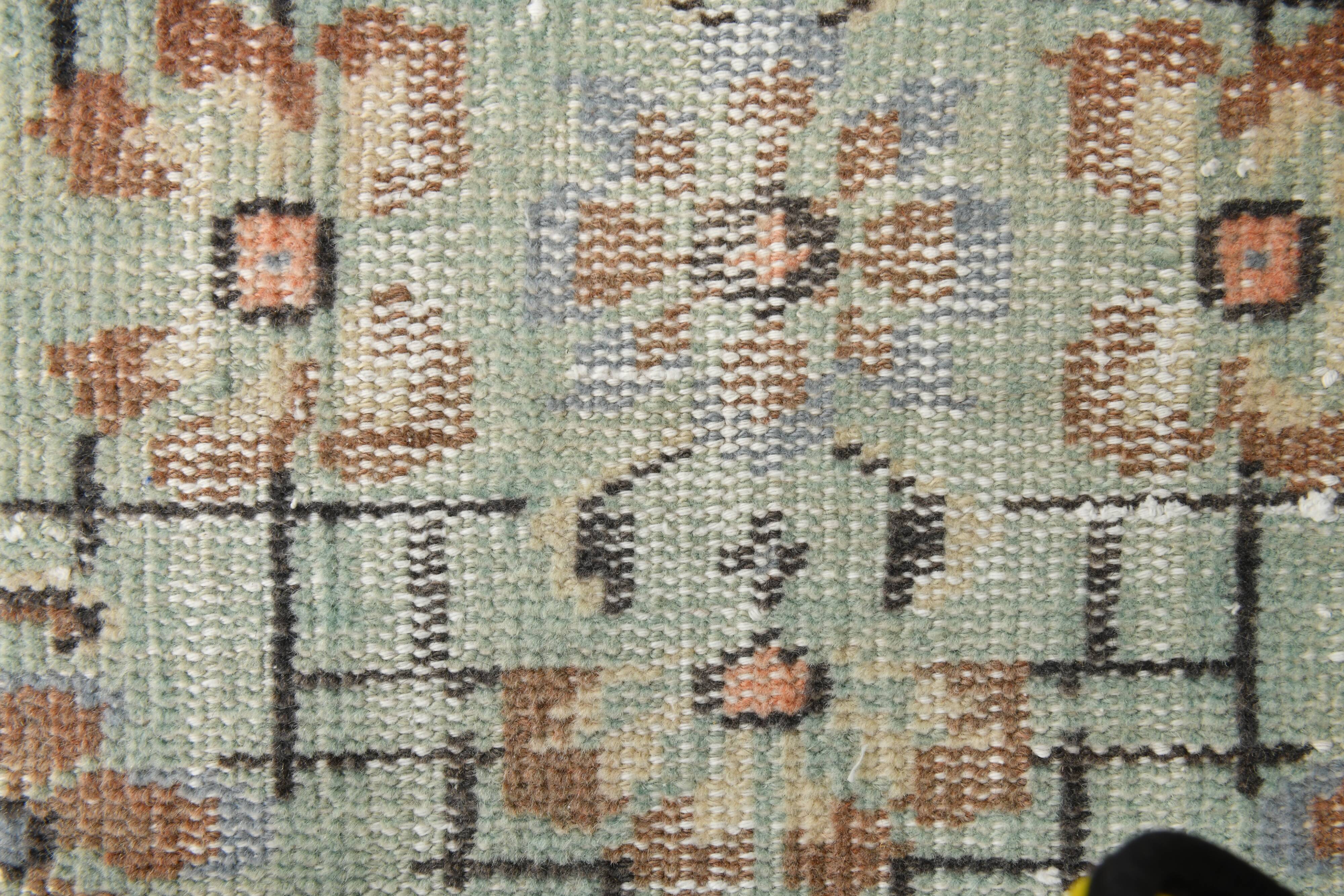 3x9 Light Green Persian Vintage Runner Rug, 81x282Cm