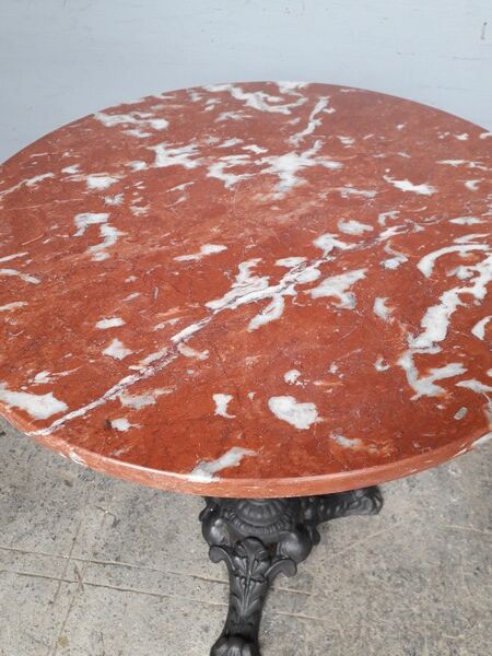 Table bistro period art Nouveau 1900 cast and marble