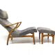 Scandinavian sheepskin armchair and footstool, Sweden, 1960