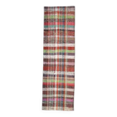 Tapis kilim en laine et coton rouge turc fait à la main, vintage, 80x260.