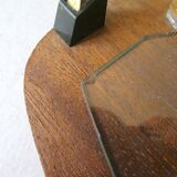 Teak and glass cheese platter, Scandinavian, 60s
