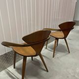 Set of 2 Cherner Norman Designer Armchairs in Solid Walnut