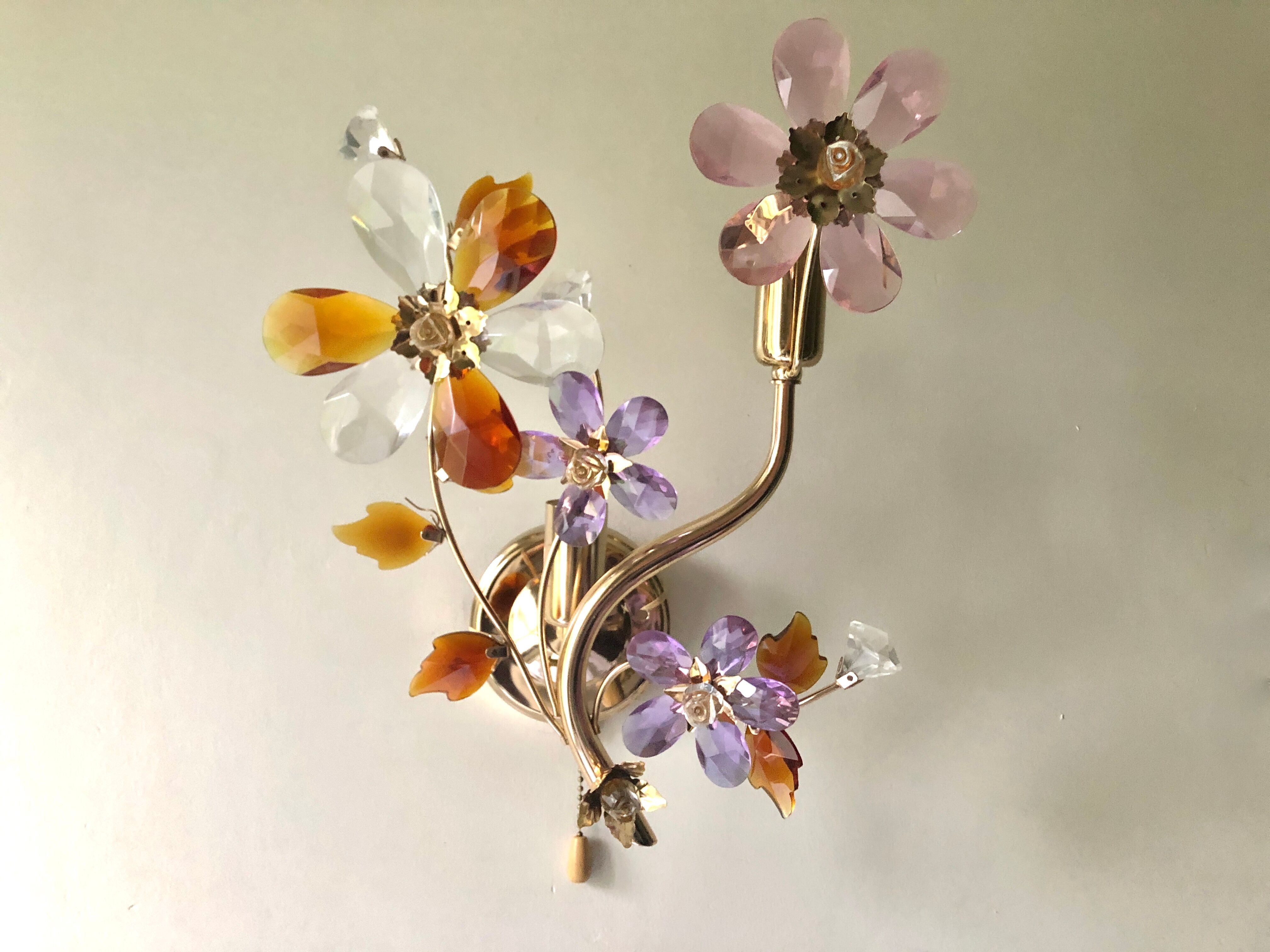 Large wall lamp flowers glass Murano 1970