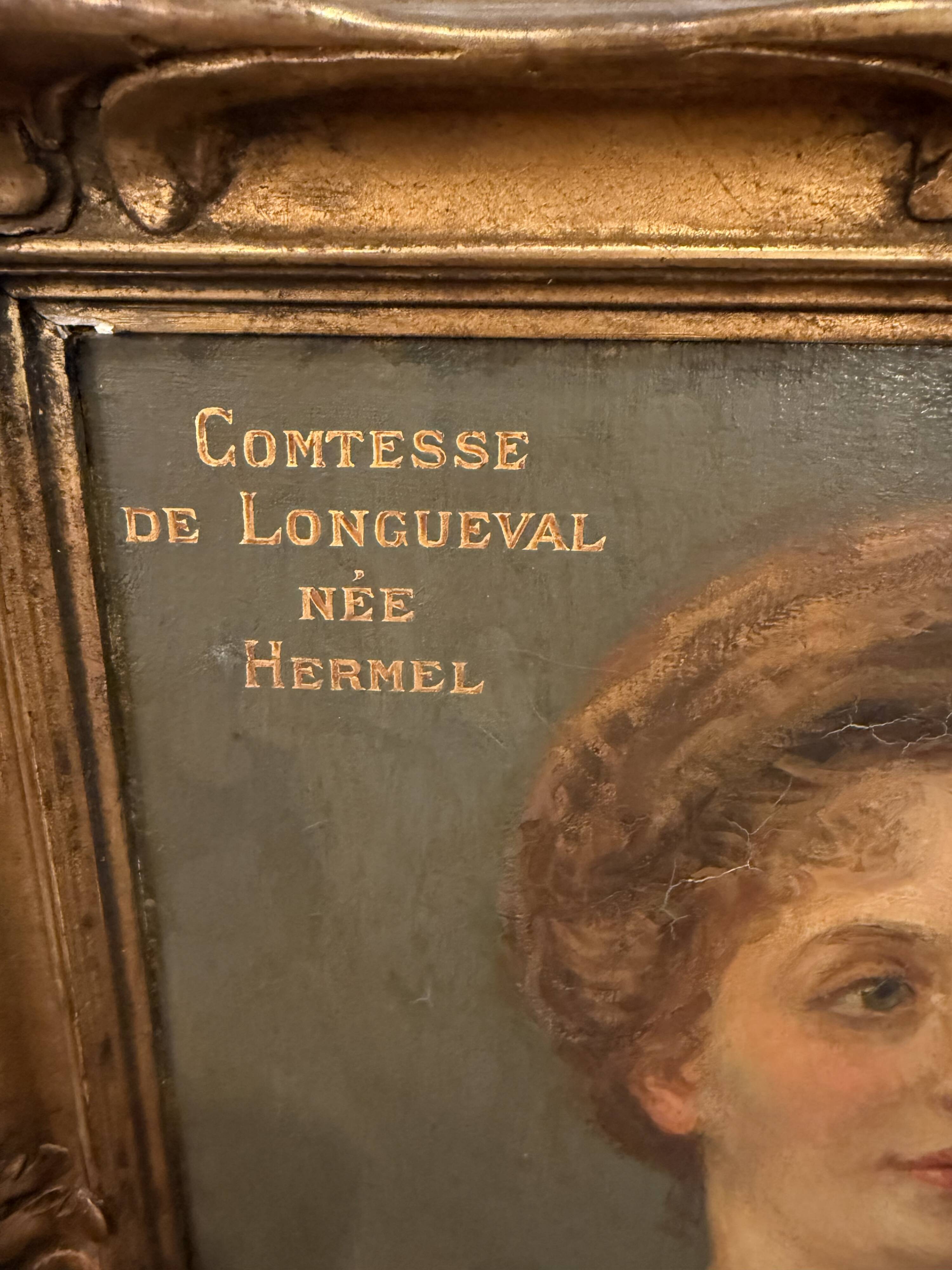 Oil portrait of the Countess of LONGUEVAL signed