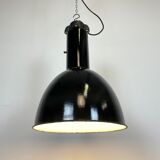 Set of 4 industrial bauhaus black enamel pendant lamps, 1960s